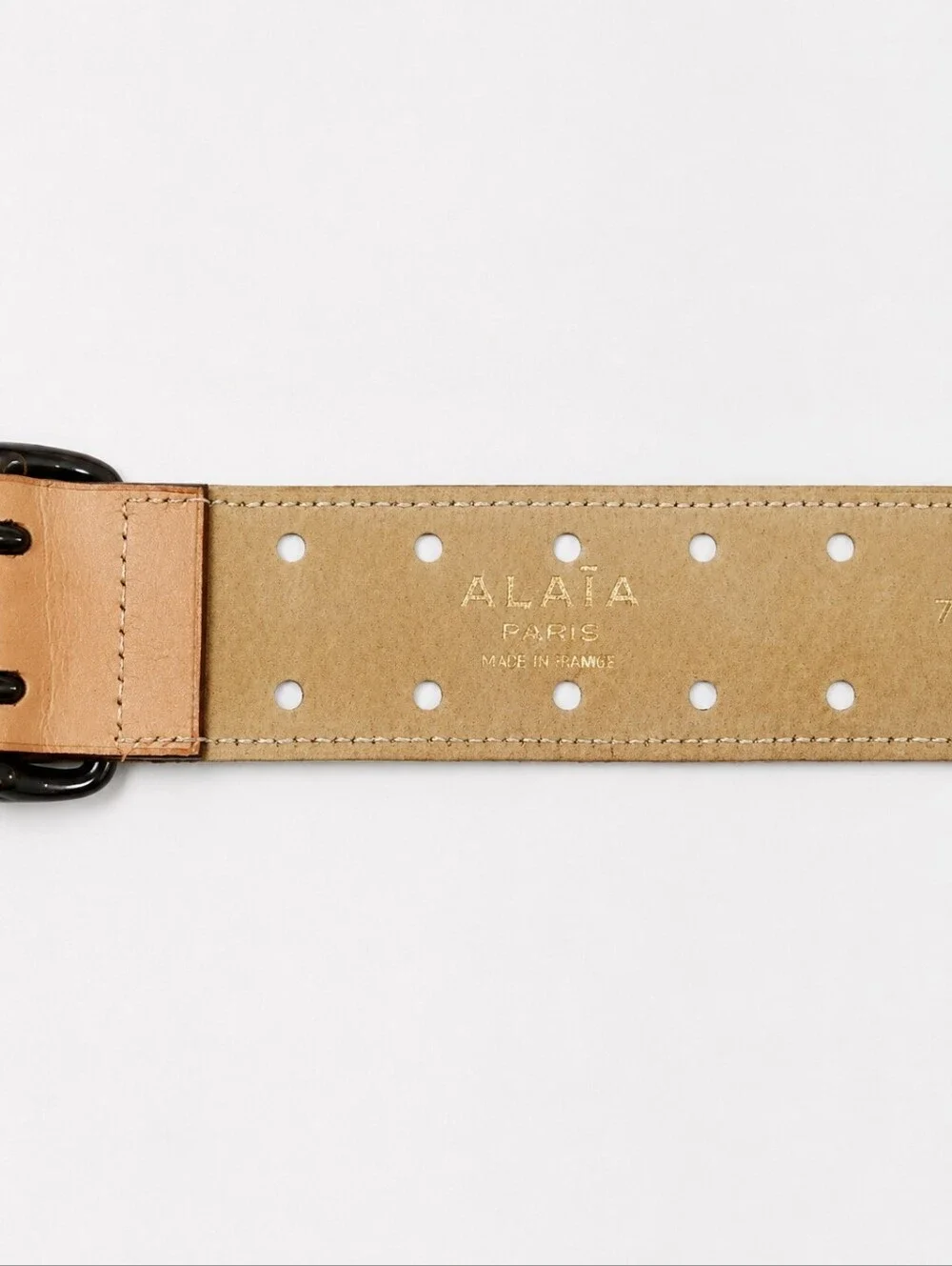 ALAIA | Tan Leather Wide Belt FR 70 | Double Prong Buckle